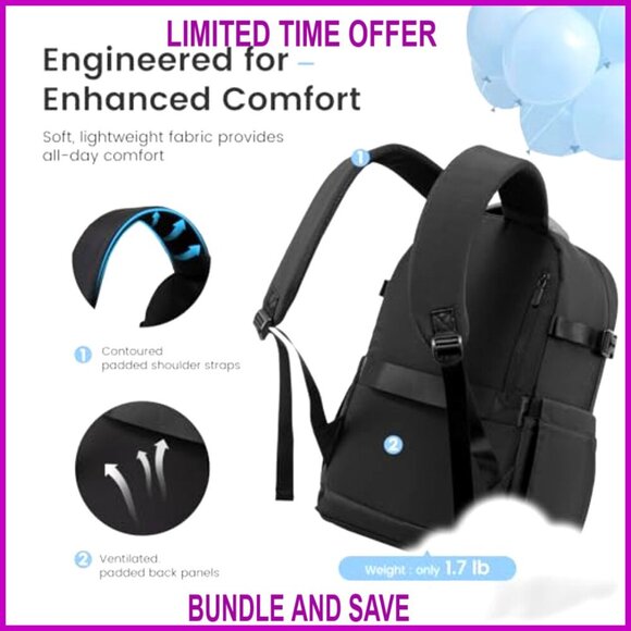 Quilted Puffer Laptop Backpack 15.6 Inch Lightweight Spacious Travel Work main image 4